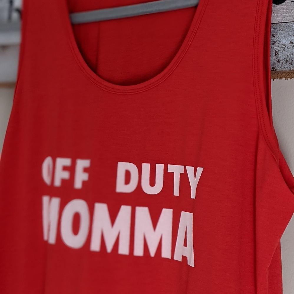 LuLaRoe Tank top, Off Duty Momma, Red, Large, Scoop Front - Picture 2 of 6